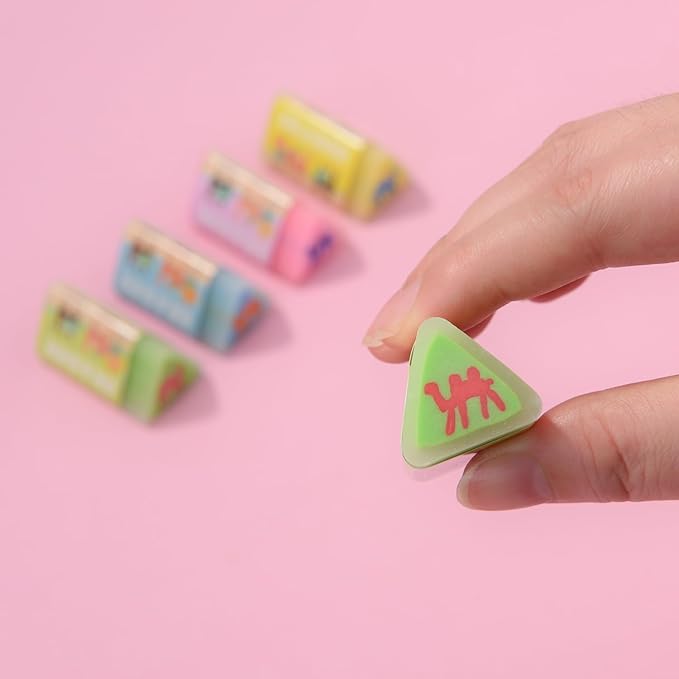 16 Camel Jelly Erasers for Kids, Kawaii Animal Shaped Rectangular School Supplies