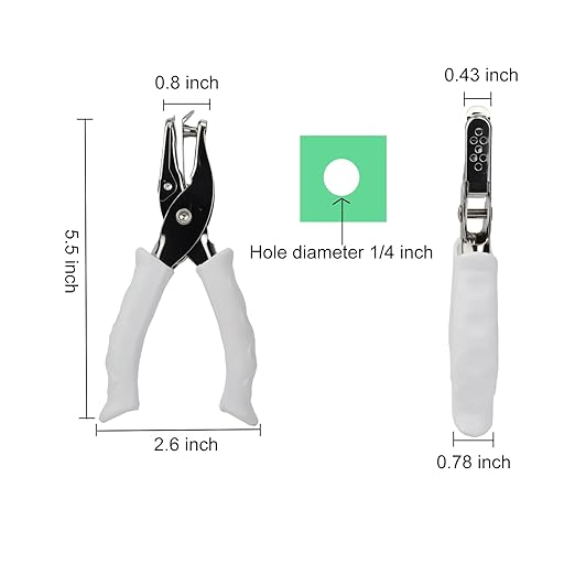 1/4” Circle Shaped Hole Puncher,Handheld Single Hole Punch with White Soft Grip Handle,One Hole Paper Punch for Paper Crafts Tag in Home, Office, Classroom.