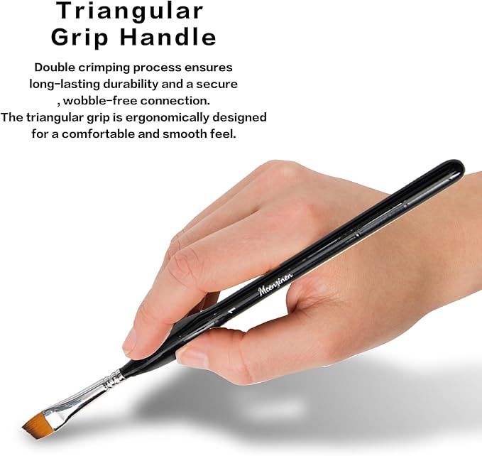 10 Pieces Exquisite Detail Paint Brush Set with Copper Tube and Special Double - Wire - Binding Process,Birch Wood Pen,Triangular Grip. Suitable Oil, Watercolour, Acrylic, Digital Painting