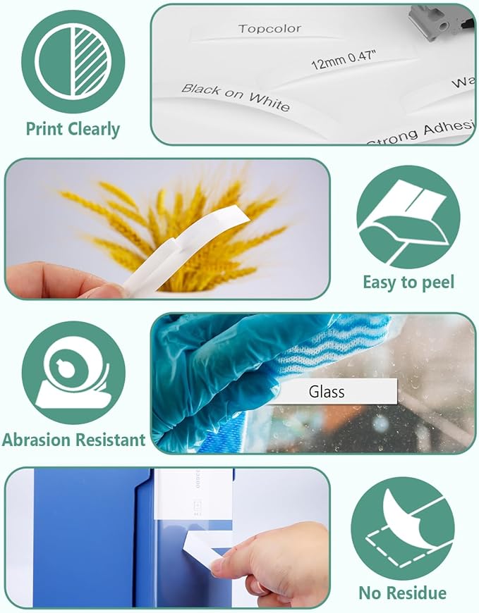 10-Pack 12 mm 0.47" Black on White Compatible for Brother Tze-231 Tz231 P Touch Label Tape 12mm 0.47" Laminated White Tze Tz Tape 1/2" for PT-D210 PT-D202 PT-D220 PTD410 PTD600 PTD400 PT2430