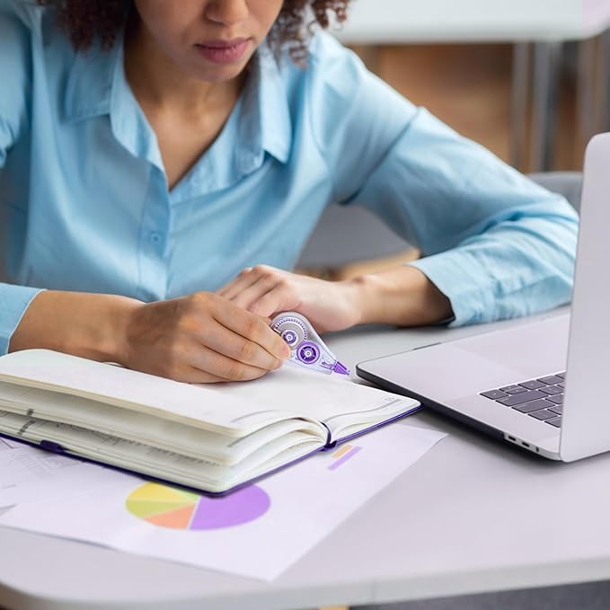 12 Pcs Colorful Core Correction Tape, 18.04 Ft White Wrong Out Tear-Resistant Bulk, Instant Corrections Easy To Use Applicator for School, Office, Note Taking, Journal (Tape Width 0.2 in)