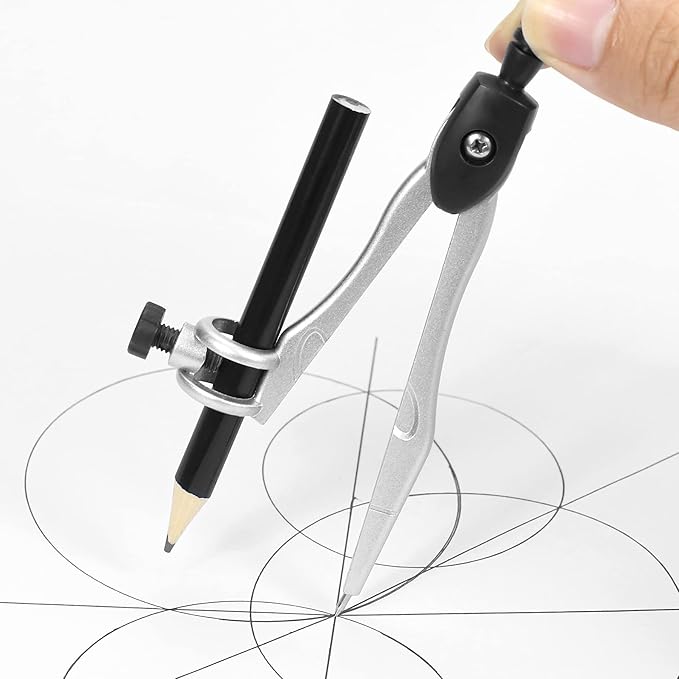 10 Pieces Math Geometry Kit Set Student Supplies with Shatterproof Storage Box,Includes Rulers,Protractor,Compass,Eraser,Pencil Sharpener,Lead Refills,Pencil,for School and Drawings(Black)