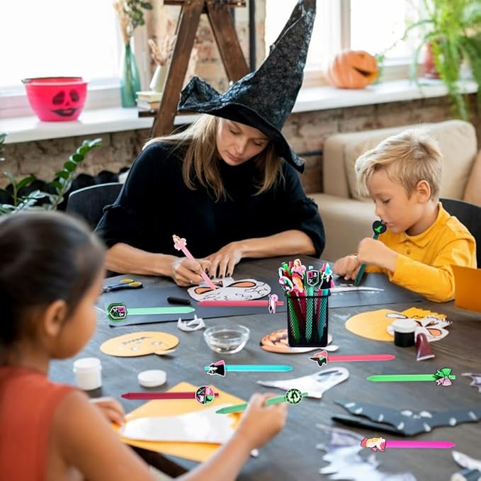 10 Pcs Halloween Ballpoint Pen DIY Retractable Gel Ink Pen Princess and Witch Cartoon Pens for Office Stationary Writing Pen Party Favors