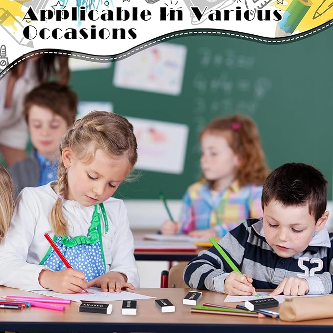 144 Pieces White Pencil Erasers Bulk Soft Art Erasers Pencil Erasers Large Rubber Erasers for Drawing Kids Student Artist Office Home Classroom Writing 1.8 x 0.8 x 0.3 Inch