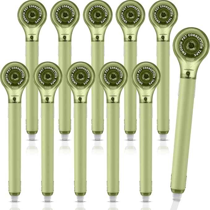 10 Pack Correction Tape Pen Correctional Ink Tape Push Pull Protective, Easy to Use Applicator for School Office Supplies, 0.2 x 236 Inch (Green Color)