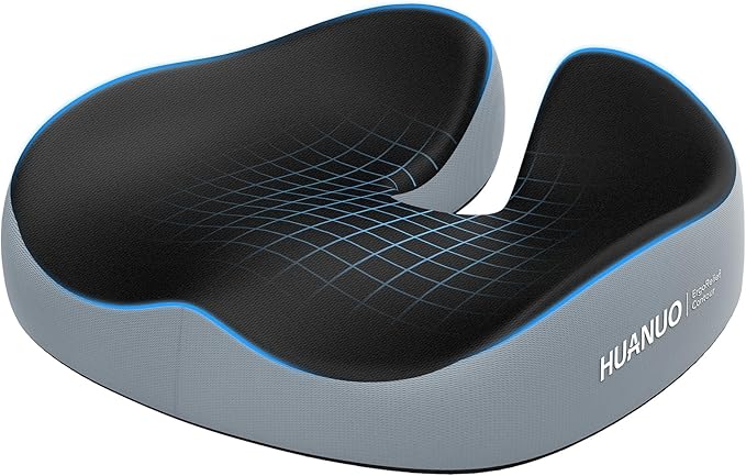 HUANUO Seat Cushion for Office Chairs, Extra Large Desk Chair Cushion for Back Pain Tailbone Pain Relief, Ergonomic Memory Foam Car Seat Cushion, Wheelchair Cushions for Long Sitting, Anti-Slip Bottom