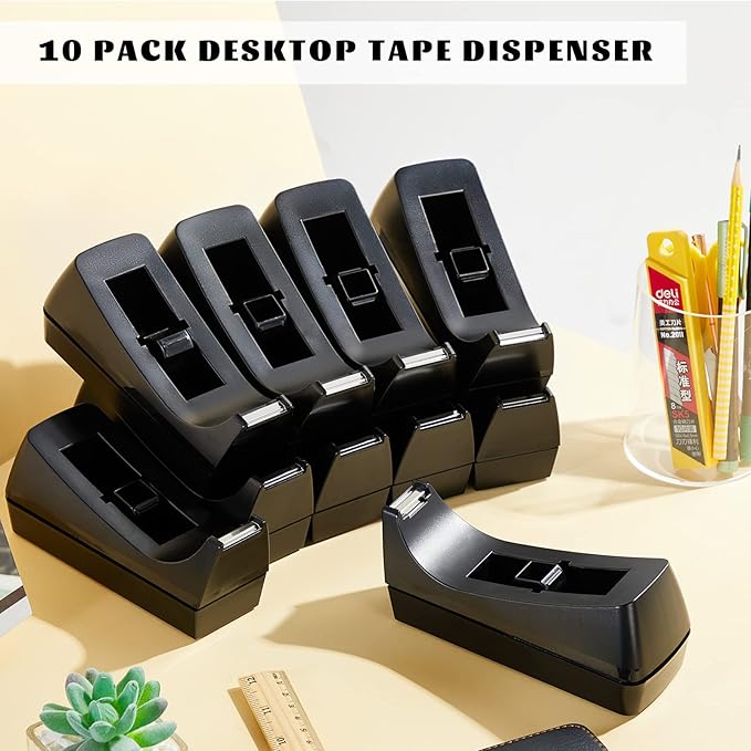 10 Pack Desktop Tape Dispenser Tape Roll Non Skid Base Tape Dispensers for Office Home School (Tape Not Included)