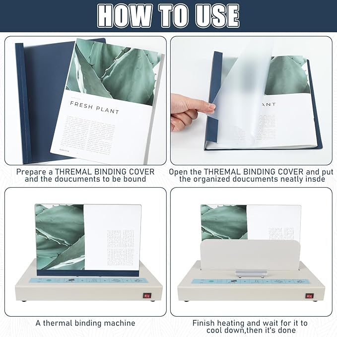 10 Pcs Thermal Binding Covers, 8.5 x 11 Inch Letter Size, 1 Inch Spine Holds 240 Sheets, Clear Front Paper Back Report Cover Suitable for Schools Offices Presentation(Blue)