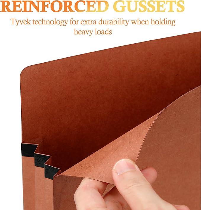 10 Packs Expanding File Pockets,5-1/4"" Expandable Folder Bag,Expandable File Folders Letter Size,Accordion File Organizer for Office,School,Home,Kraft