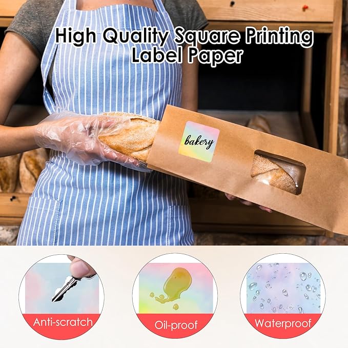 HuiJuKeJi 3 Rolls Thermal Square Label Paper,1.96 "x1.96 Gradient Label Maker Sticker for Phomemo M220/M200/M221/M110 Printer,Multi-Purpose Self-Adhesive Waterproof Labels for Barcode,DIY,Logo,Thanks