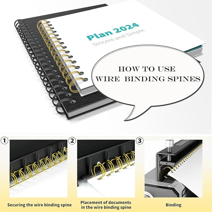 100 Pack Double Loop Wire Binding Spines, YolieraArt 1/4 Inch Spiral Binding Coils for Letter Size,Metal Bindings for Notebook Binder Machine (20 Sheet Capacity, 100P, 3:1 Pitch Twin Combs, Gold)