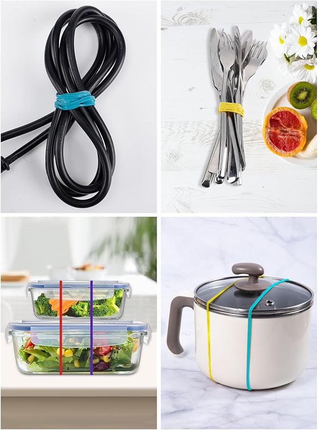 120 Pieces Extra Large Rubber Bands, Heavy-duty Silicone Rubber Bands, Thick Elastic Rubber Wrapping Bands for Office Tie Up Garbage Bag Notebook File Packing (4 Colors 7in Long)