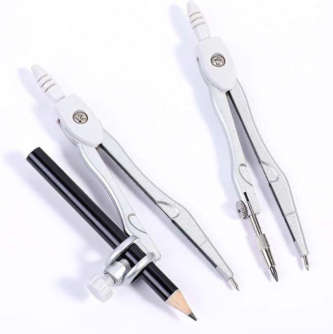 10 Pieces Math Geometry Kit Set Student Supplies with Shatterproof Storage Box,Includes Rulers,Protractor,Compass,Eraser,Pencil Sharpener,Lead Refills,Pencil,for School and Drawings(Grey)