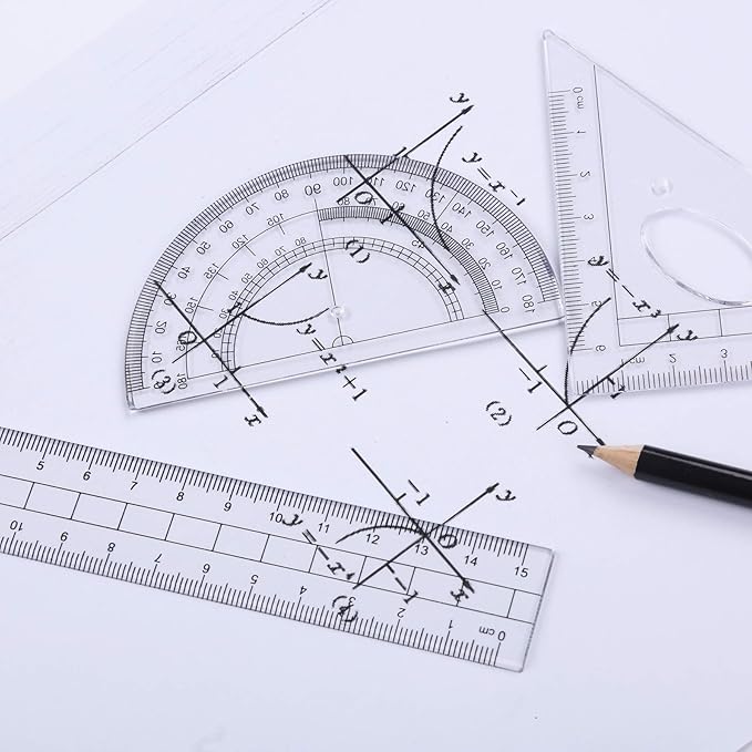 10 Pieces Math Geometry Kit Set Student Supplies with Shatterproof Storage Box,Includes Rulers,Protractor,Compass,Eraser,Pencil Sharpener,Lead Refills,Pencil,for School and Drawings(Pink)