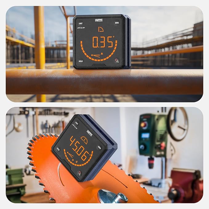 HueparPro Digital Angle Gauge Angle Finder Level with V-Groove Magnetic Base&Backlit LCD Angle Ruler Electronic Table Saw Bevel Gauge Protractor Inclinometer for Construction, Woodworking, Machinery