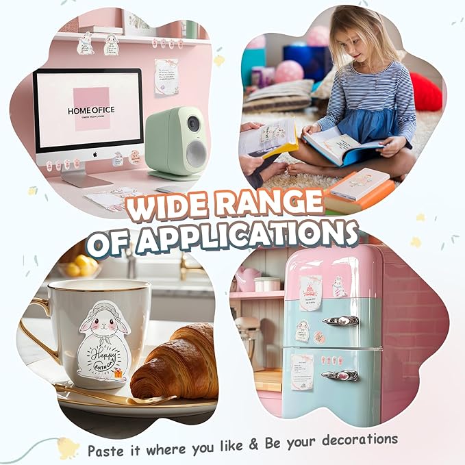 Hommie Cute Sticky Notes Set, Sticky Notes Set Planner Dividers, Easter Bunny Self-Stick Memo Pads with Animal Divider Tabs, Bundle Writing Designs for Office, School, Easter Party Supplies