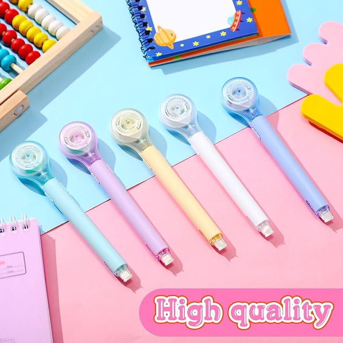 10 Pack Correction Tape Pen Correctional Ink Tape Push Pull Protective, Easy to Use Applicator for School Office Supplies, 0.2 x 236 Inch(Macaron Color)