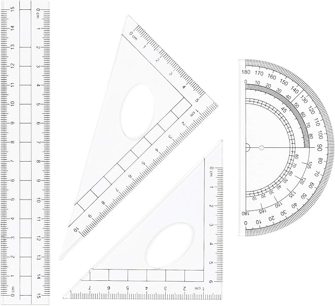 10 Pieces Math Geometry Kit Set Student Supplies with Shatterproof Storage Box,Includes Rulers,Protractor,Compass,Eraser,Pencil Sharpener,Lead Refills,Pencil,for School and Drawings(Blue)