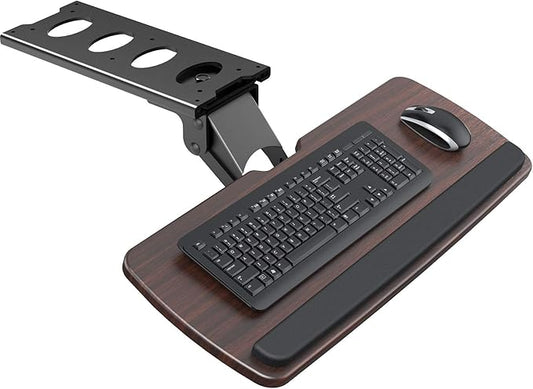 HUANUO Keyboard Tray Under Desk,360 Adjustable Ergonomic Sliding Keyboard & Mouse Tray, 25" W x 9.8" D, Brown