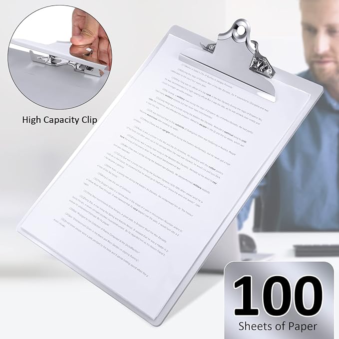 16 Pcs Metal Clipboard Heavy Duty Aluminum Clipboards 12 x 9 Inch Metal Clip Board with Low Profile Clip A4 Letter Size Document Holder for Office School Medical Jobsite Laboratory