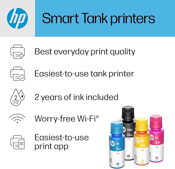 HP Smart Tank 7001 Wireless All-in-One Ink Tank Printer with up to 2 years of ink included (28B49A)