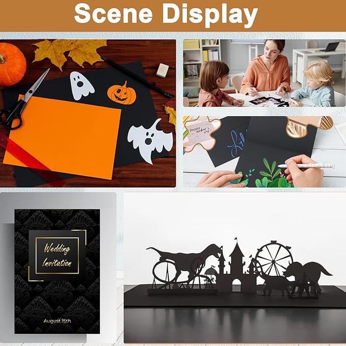 120 Sheets Shimmer Black Cardstock 8.5 x 11 Crafts Paper, 250gsm/92lb Heavyweight Construction Paper Card Stock for Halloween, DIY Cards Making, Greeting Cards, Party, Wedding Invitations