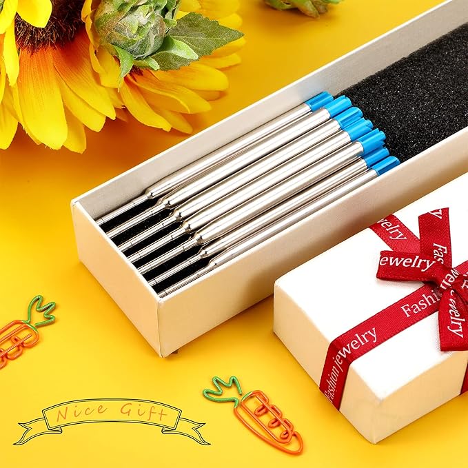 12 Pieces Pen Refills Blue Ink 1.0mm Medium Point Metal Ballpoint Refill Smooth Writing Pen Refills Replacement Refills for Retractable Ballpoint Pen School Office Supplies (Blue)