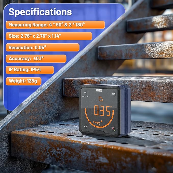 HueparPro Digital Angle Gauge Angle Finder Level with V-Groove Magnetic Base&Backlit LCD Angle Ruler Electronic Table Saw Bevel Gauge Protractor Inclinometer for Construction, Woodworking, Machinery