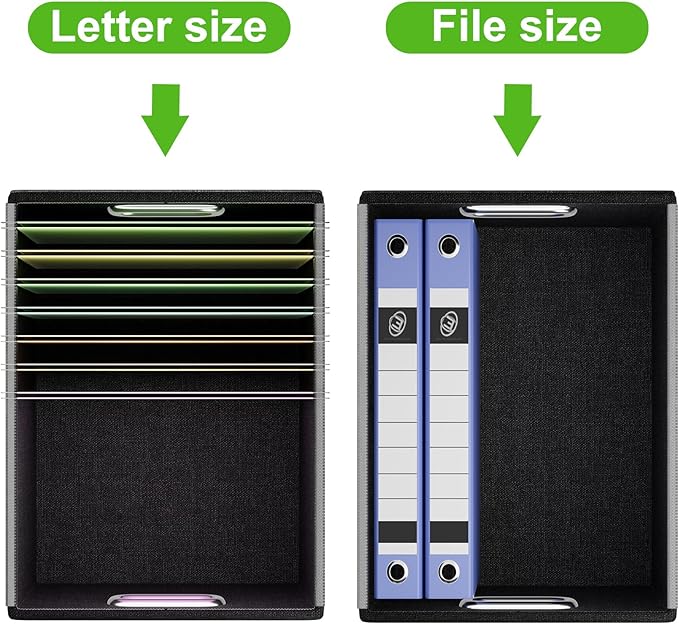 Huolewa Portable Leather File Organizer Storage Boxes, Collapsible File Folder Organizer Boxes with Lids, Document Organizer, Decorative Filing Box Cabinet for Letter/Legal File Folder Storage