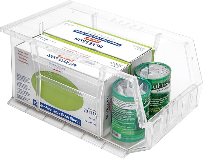 Hudson Exchange 15" x 8" x 7" Plastic Stackable Storage Bin and Hanging Container (Crystal Clear, 1 Pack)