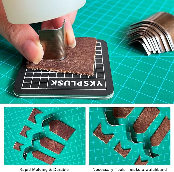 10 Pieces Leather Corner Punch Set, Leather Corner Cutter End Punch Tool, High Carbon Steel Edge Cutter Corner Trimmers with Mat, Cutting Dies Edge Trimmers Kit for DIY Leathecrafts