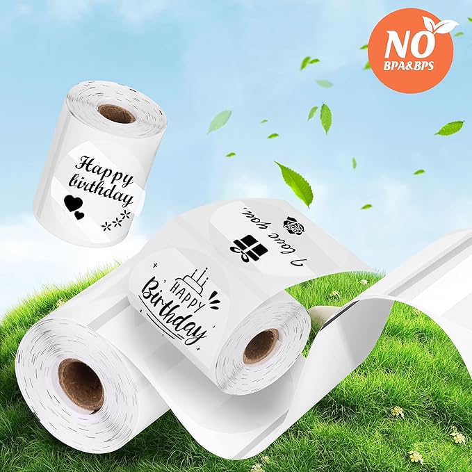 HuiJuKeJi 3 Rolls Transparent Round Thermal Labels, 2 Inch Circle Adhesive Direct Sticker Paper for Phomemo M220/M221/M100/M110/241BT, Multipurpose Clear Custom Sticker Label-140pcs/Roll