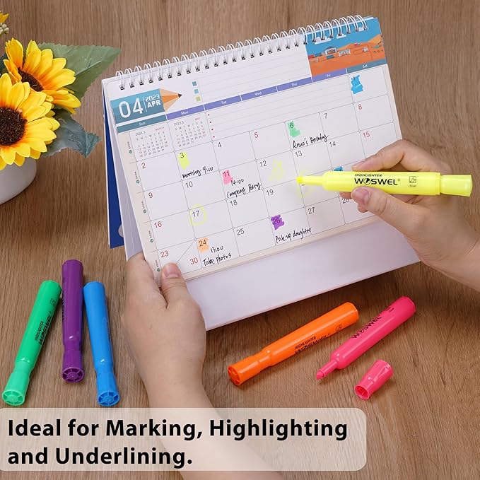 Highlighters Bulk, 24 Pack Tank Style Highlighters Set, Fluorescent Yellow, Chisel Tip Highlighter Markers Bulk for Kid and Adult Coloring, Highlighting as School Supplies