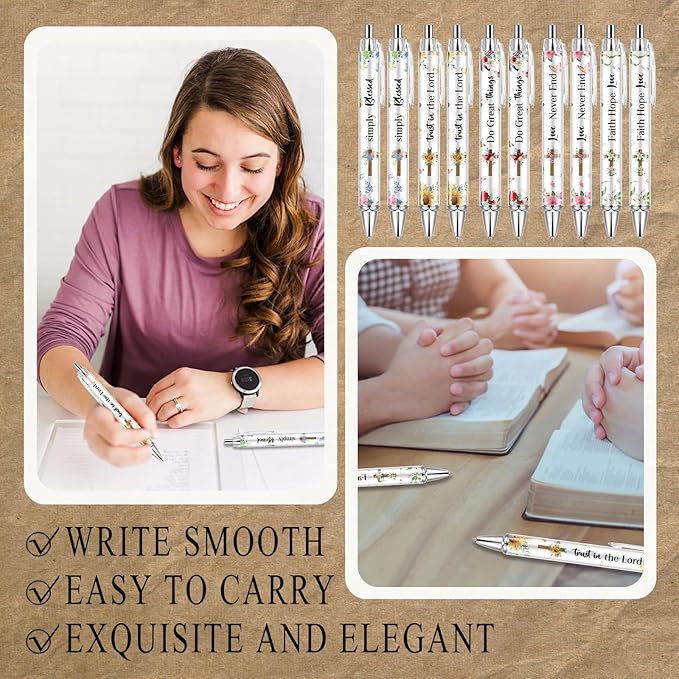 10 PCS Bible Verse Pens, Christian Pen Set, Christian Ballpoint Pens for School Office Church Supplies