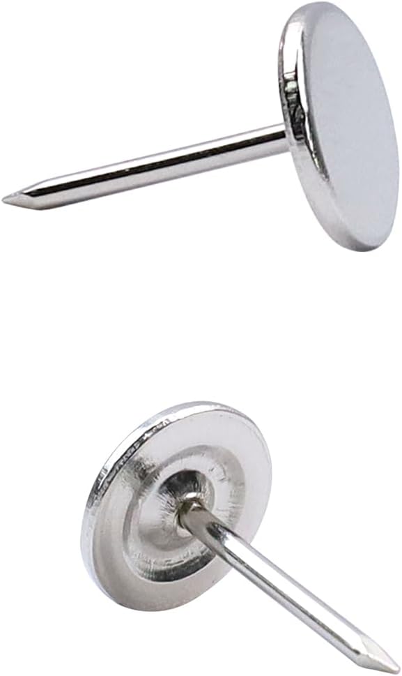 100Pcs Flat Head Upholstery Tacks Home Furniture Decor Tack Upholstery Nails Flat Push Pins Flat Thumb Tacks Silver (19mmx22mm)