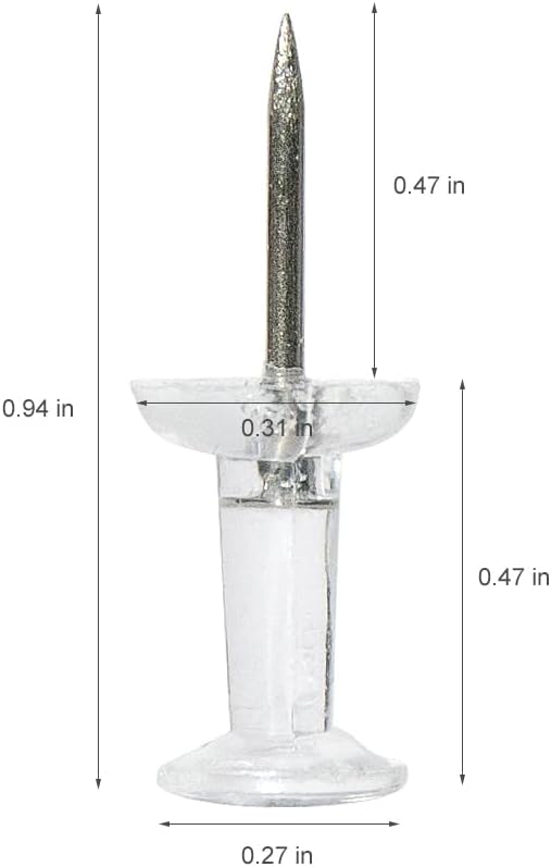 100 Pack Push Pins Tacks, Clear Plastic Head, Steel Point,Thumb Tacks for Bulletin Board,Stick Pins Thumb Tacks for Cork Board Wall Hangings (100, Clear)