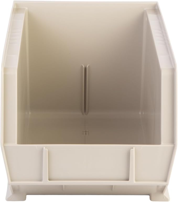 Hudson Exchange 15" x 8" x 7" (6 Pack) Plastic Stackable Storage Bin and Hanging Container, Stone