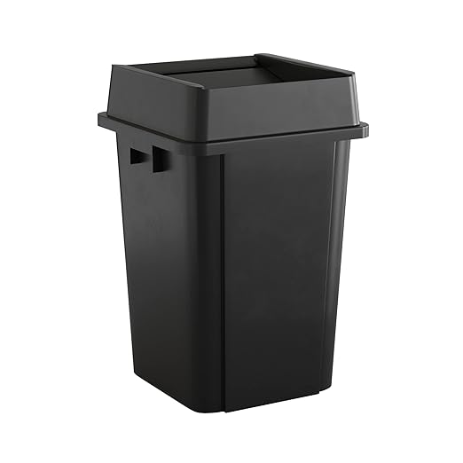 19 Gallon Black Square Commercial Trash Can with Lid