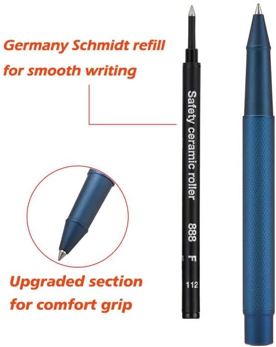 Hongdian Dark Blue Forest Rollerball Pen with Schmidt Black Ink Refill, Classic Design with Metal Case for Business Signature