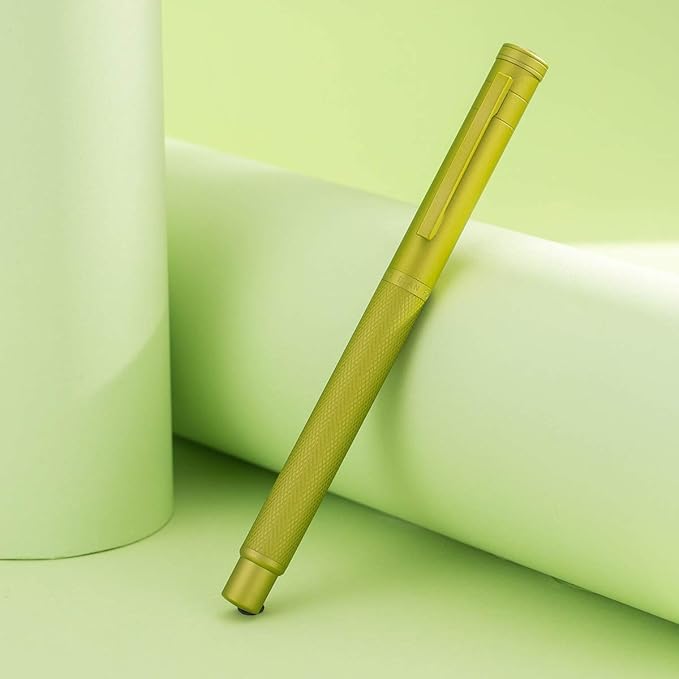 Hongdian 1851 Mustard Yellow Forest Fountain Pen Medium Nib, Classic Design with Converter and Metal Pen Case