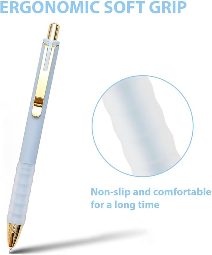 1.0mm Ballpoint Pens Retractable Cute Black Ink Pens with Silicone Grip Smooth Writing Suitable for Office, Note-taking (18 pcs)