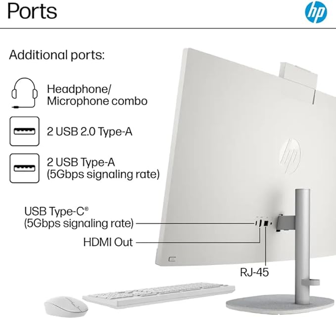 HP 27" FHD Touch-Screen All-in-One Computer, 12-Cores Intel Core Ultra 7, Windows 11 Pro with Microsoft Office Included, White (Non-Touchscreen, 64GB DDR5 RAM | 2.5TB Storage)