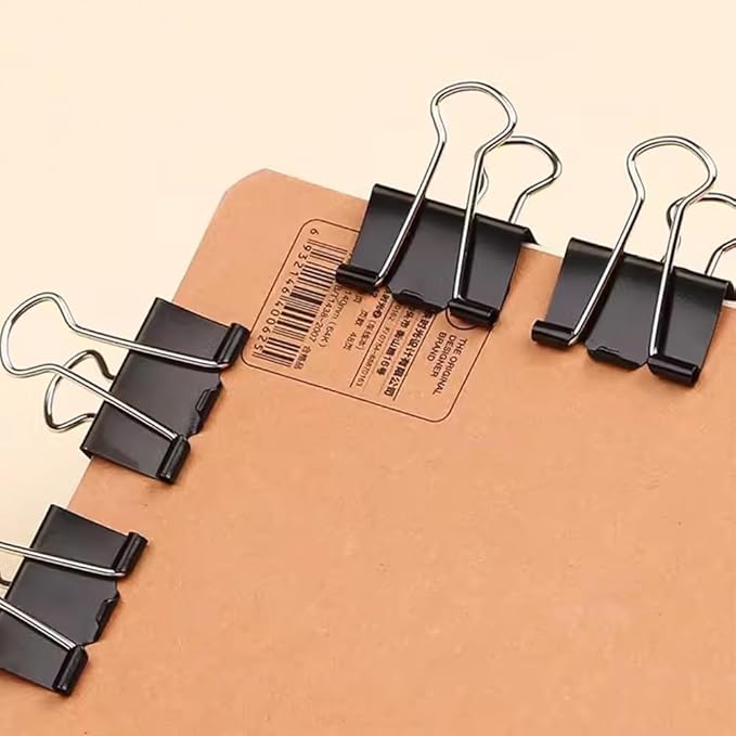 100 Pack Medium Binder Clips, Standard 32mm/1.25 in Binder, Durable Medium Black Binder Clips Bulk, Office Binder Supplies, Paper Binders, Metal Binders for Filing, Office, School, Home