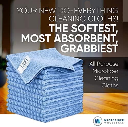 12" x 12" MW Pro Multi-Surface Microfiber Cleaning Cloths | Blue - 12 Pack | Premium Microfiber Towels for Cleaning Glass, Kitchens, Bathrooms, Automotive, Supplies & Products