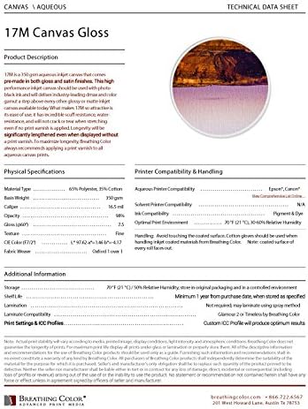 17M Gloss 17in x 75ft 17mil Thickness, Designed For You to Print and Stretch Without Varnishing in Between. Compatible With Most Roll Fed Epson, Canon, HP Printers