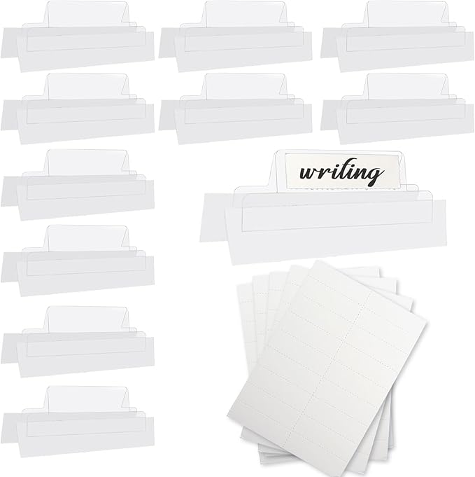 100 Pieces 2 Inch Insertable Self-Adhesive Tabs with Printable Inserts with File Folder Labels Clear Planner Tabs Stick on File Tabs Self Adhesive for Book Page