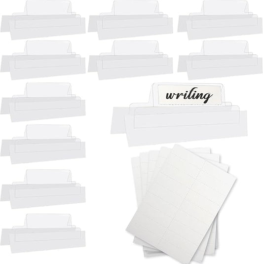 100 Pieces 2 Inch Insertable Self-Adhesive Tabs with Printable Inserts with File Folder Labels Clear Planner Tabs Stick on File Tabs Self Adhesive for Book Page