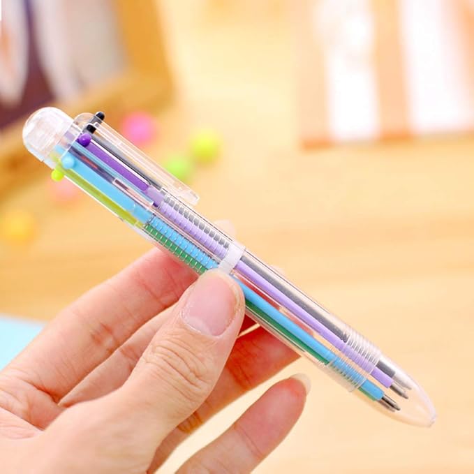 Hutou 23 Pack 0.5mm 6-in-1 Multicolor Ballpoint Pen 6 Colors Retractable Ballpoint Pens Kids Party Favors Pen (23 Pack)