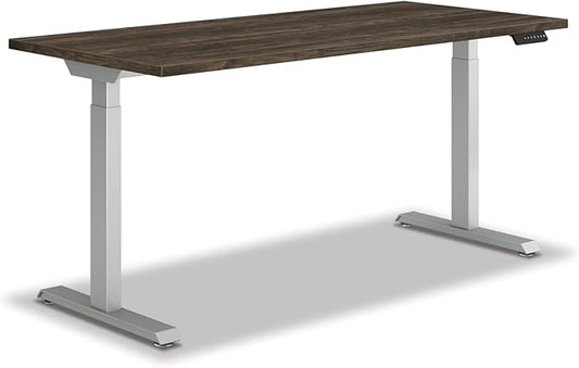 HON Coze Electric Standing Desk Adjustable Height, Coordinate Height Adjustable Desk, 48", Walnut Top, Silver Base