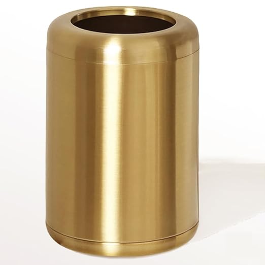 10 L/2.6 Gallon Brass Trash Can, Small Gold Can for Bathroom, Kitchen, Office, Bedroom, Hotel